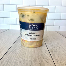 wild caught Alaska salmon and corn chowder
