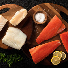 Premium Seafood Subscription Box delivery of halibut and sockeye portions
