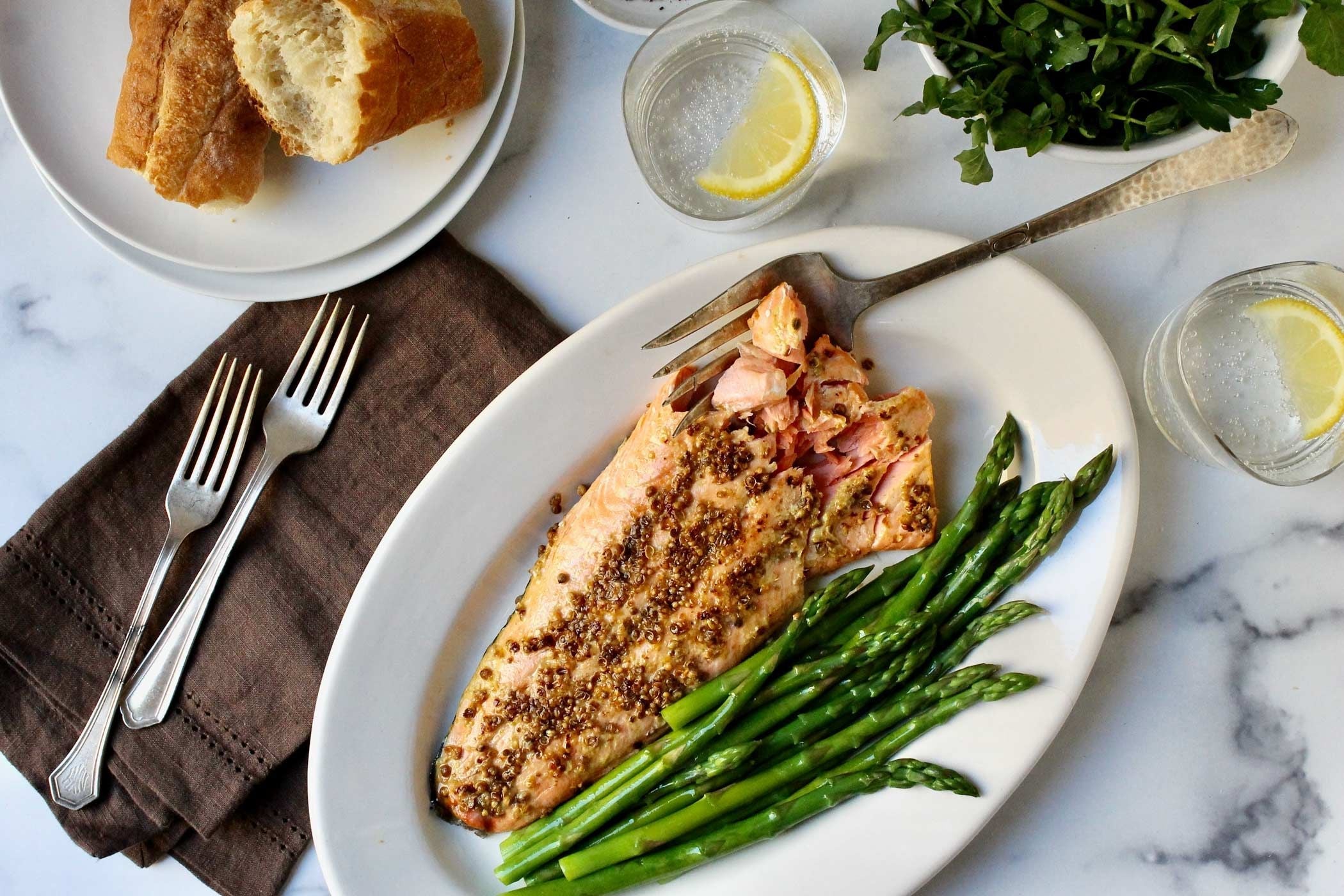 Spice-Crusted Salmon with Herb Salad