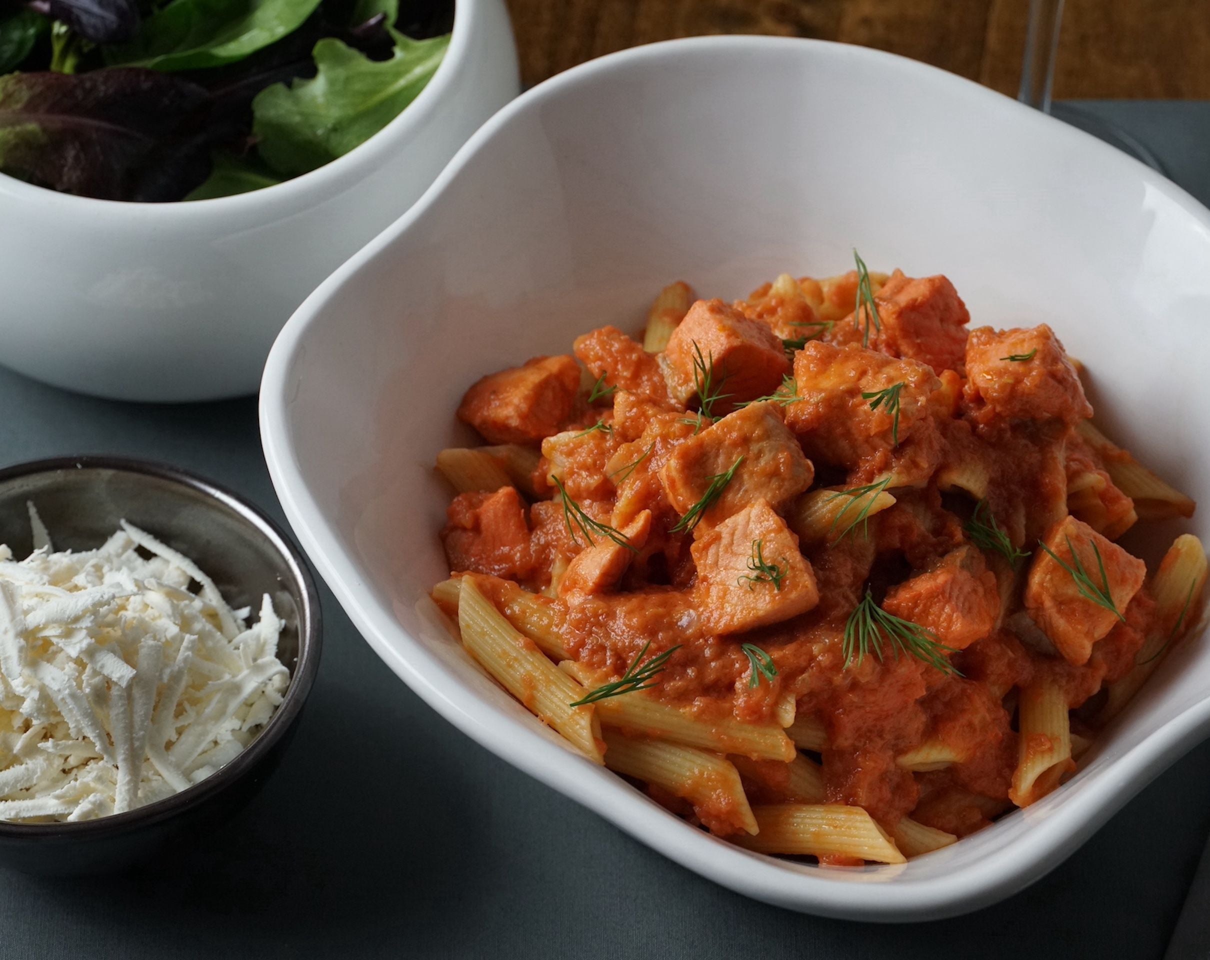 Salmon Penne Alla Vodka Infused with Orange Flavor