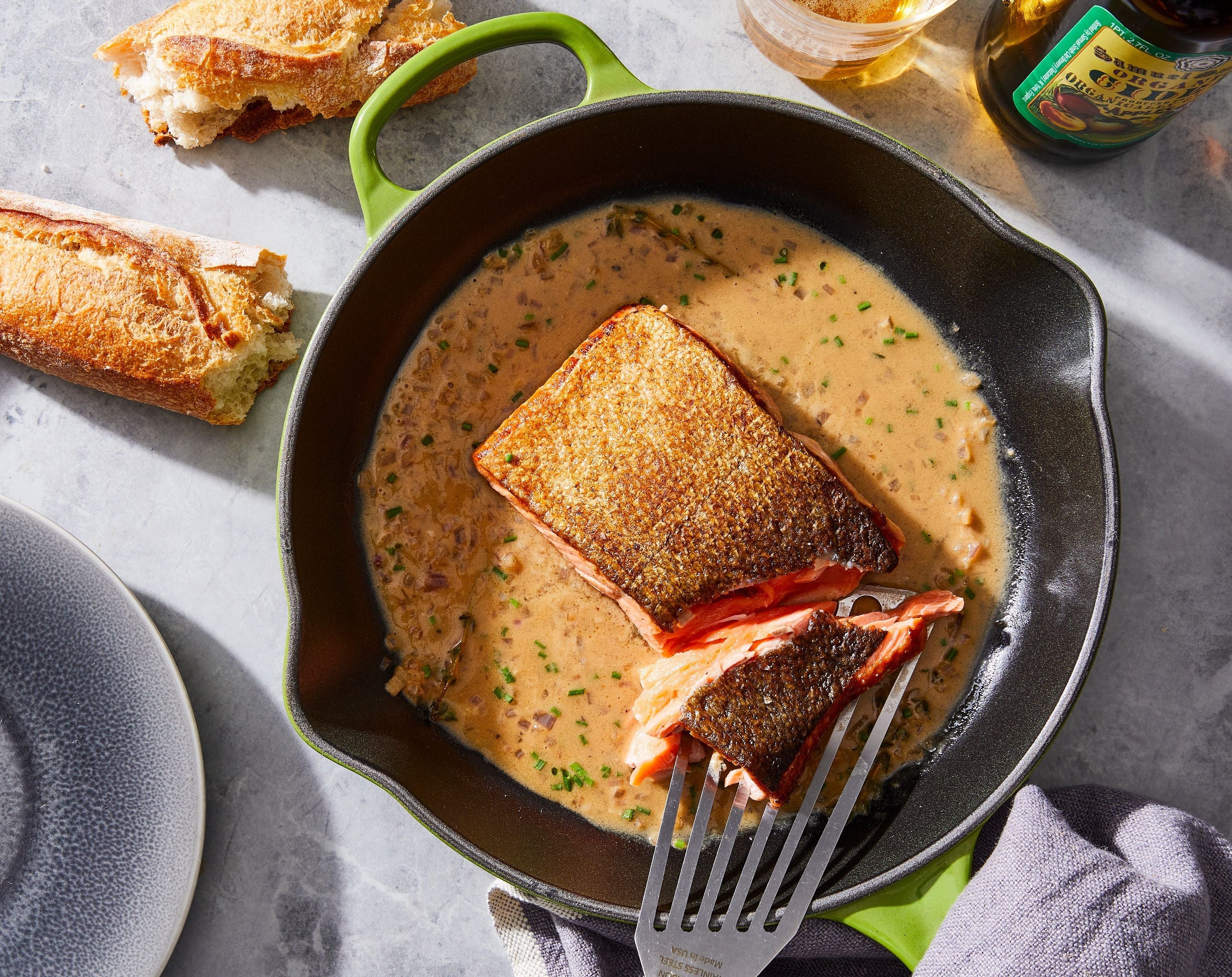 Crispy Skin Salmon with Hard Cider Pan Sauce
