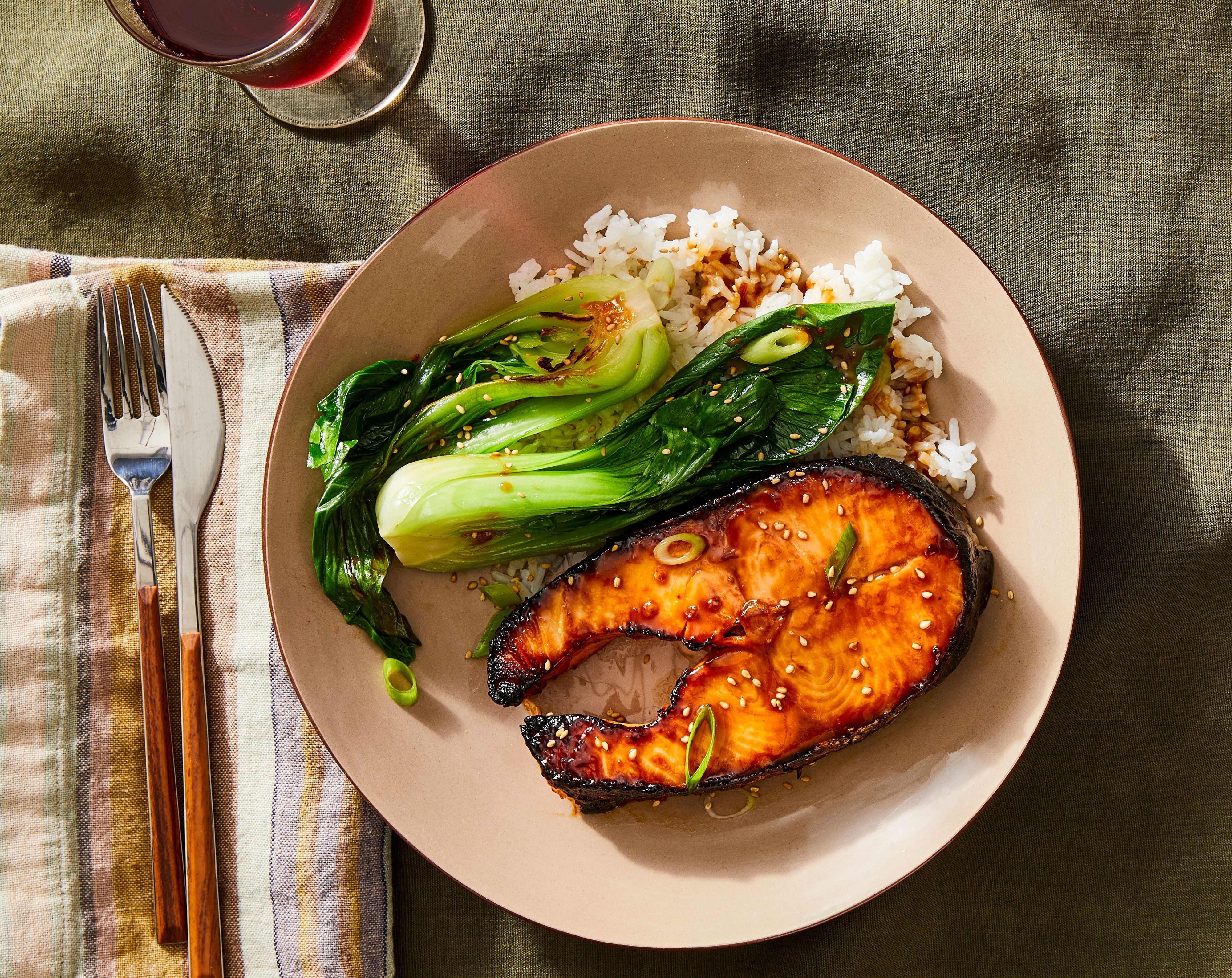 Baked Miso Salmon Steaks with Bok Choy