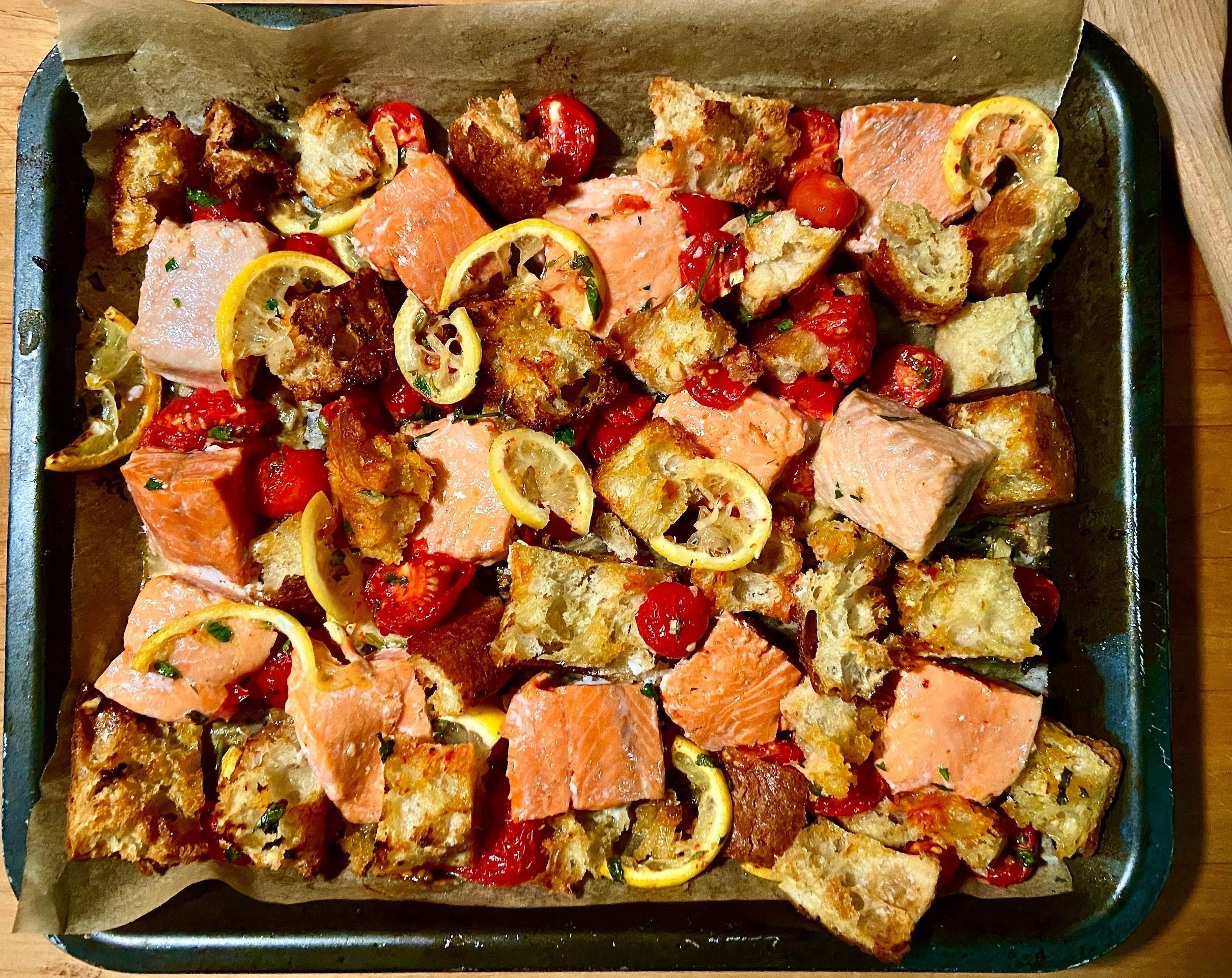 Pan-Roasted Salmon Panzanella