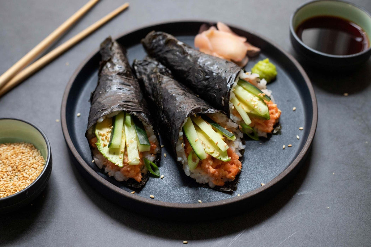 Spicy Salmon-Avocado Hand Rolls
