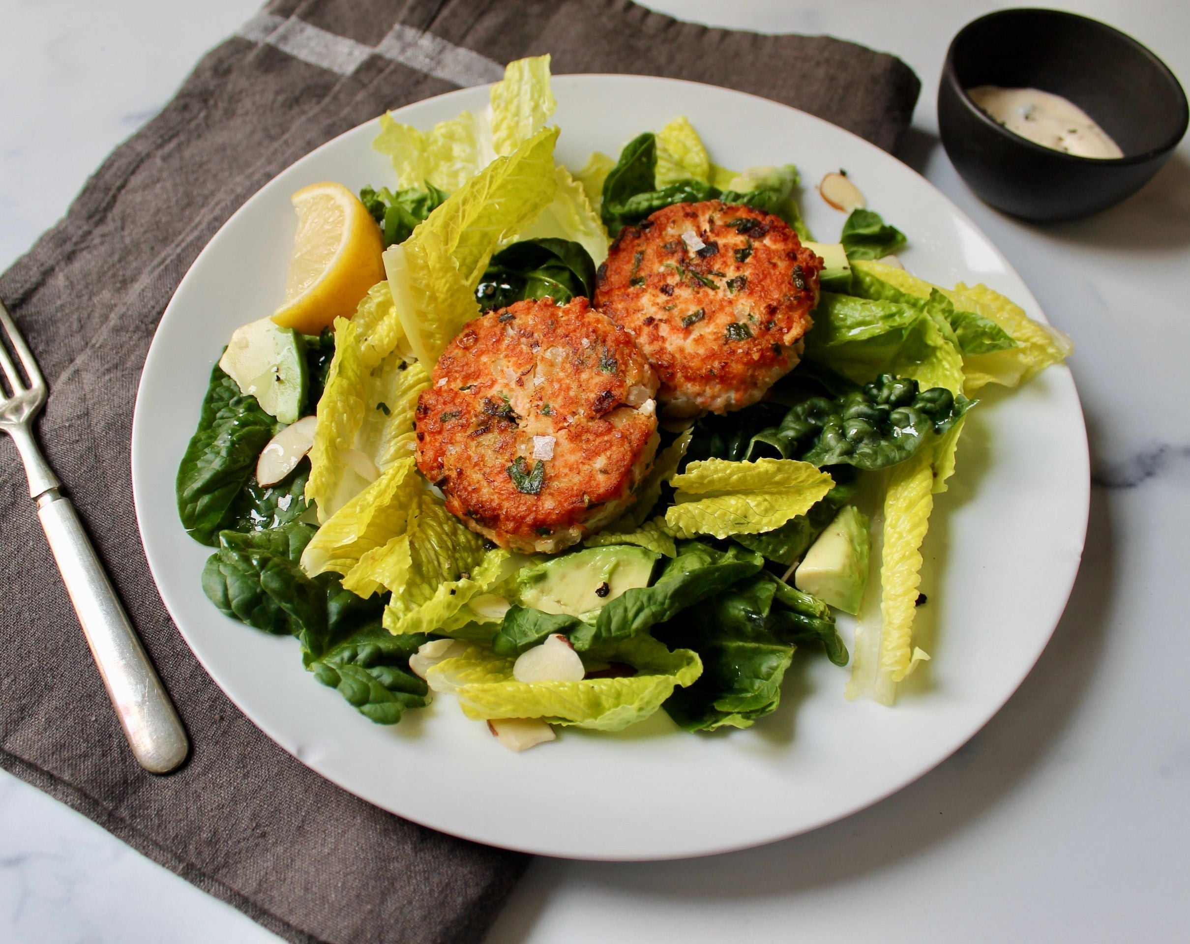White Bean Salmon Cakes with Chile Aioli