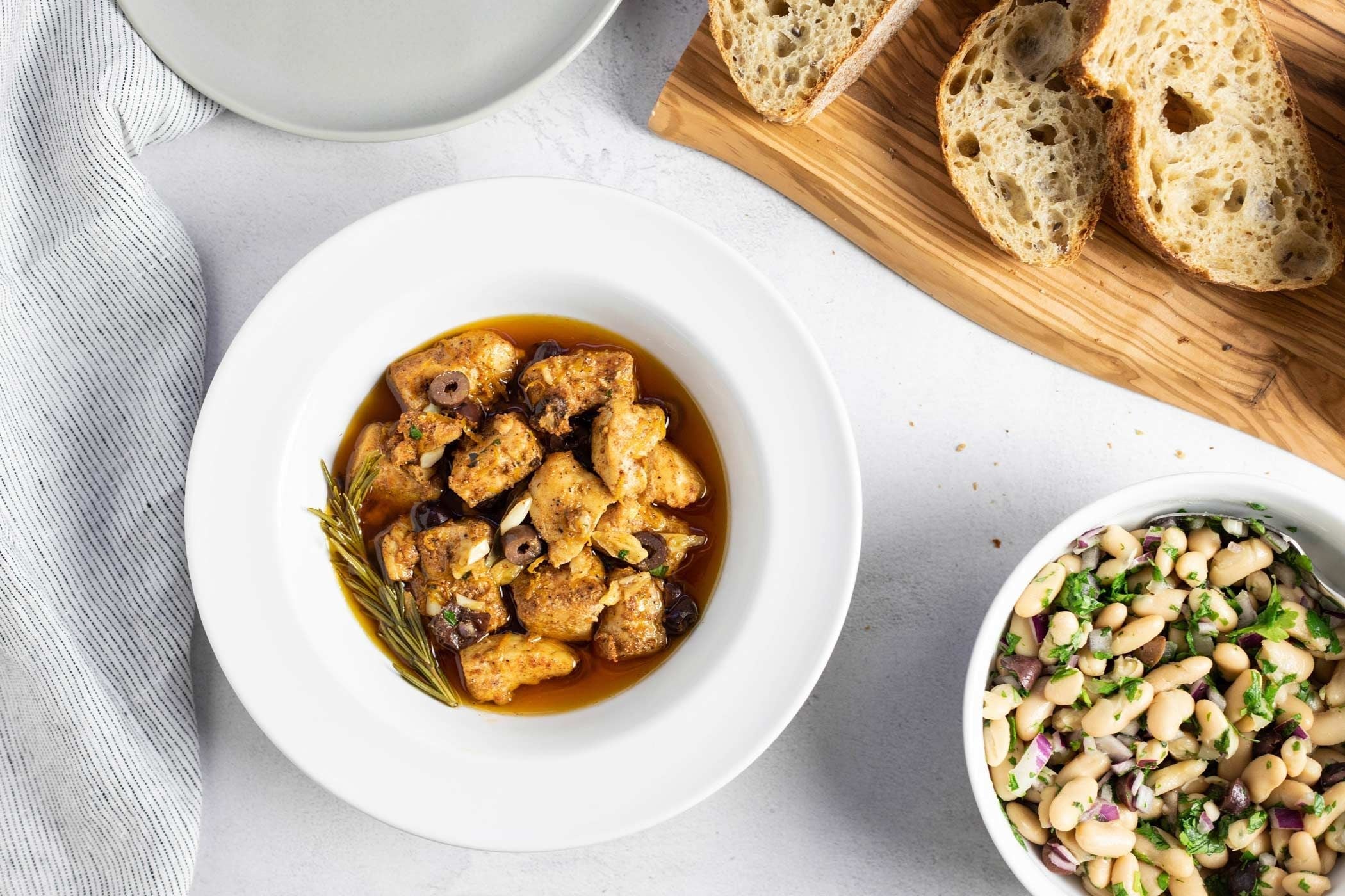 Olive Oil-Roasted Albacore with White Bean Salad