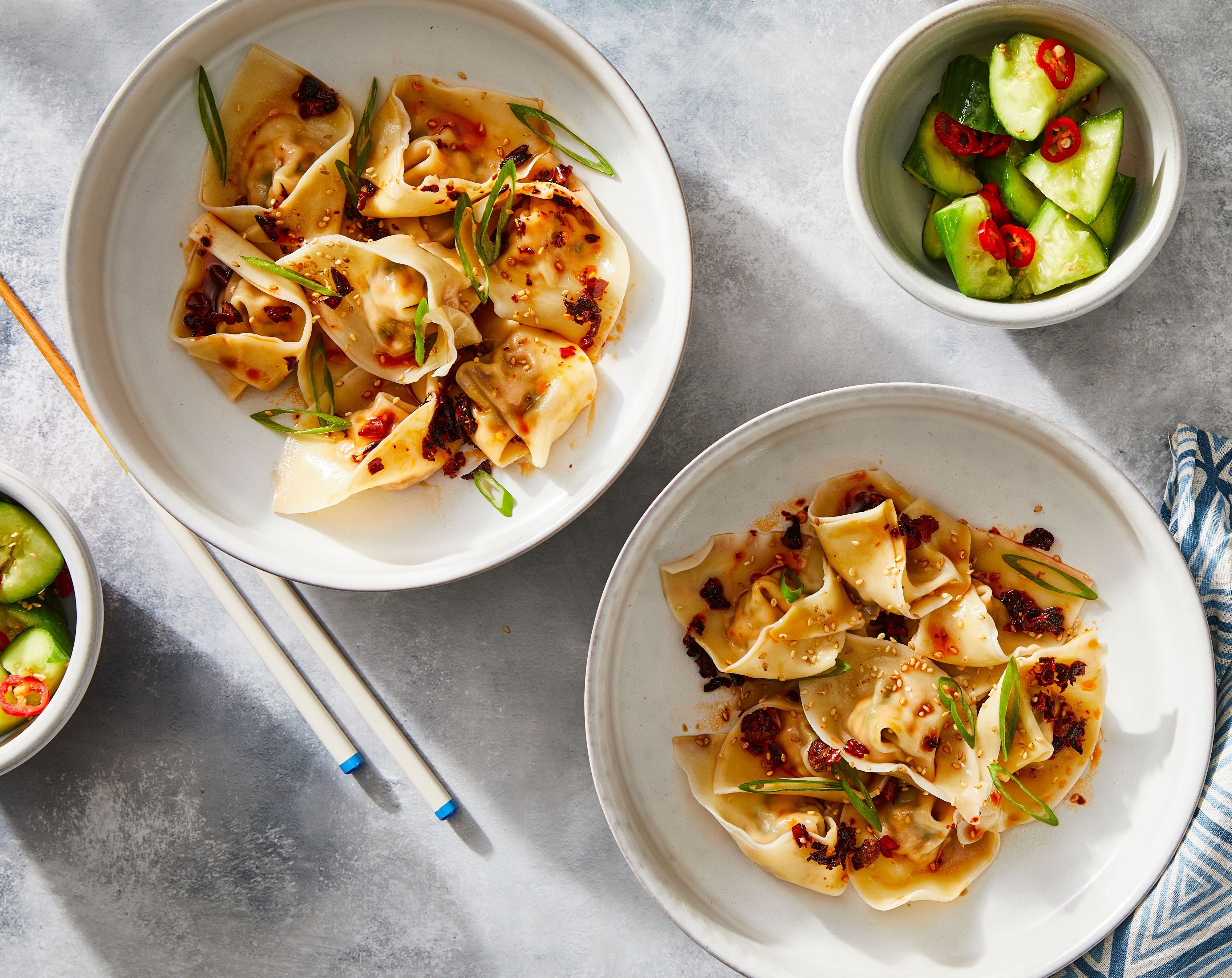 Seafood Wontons in Chili Oil