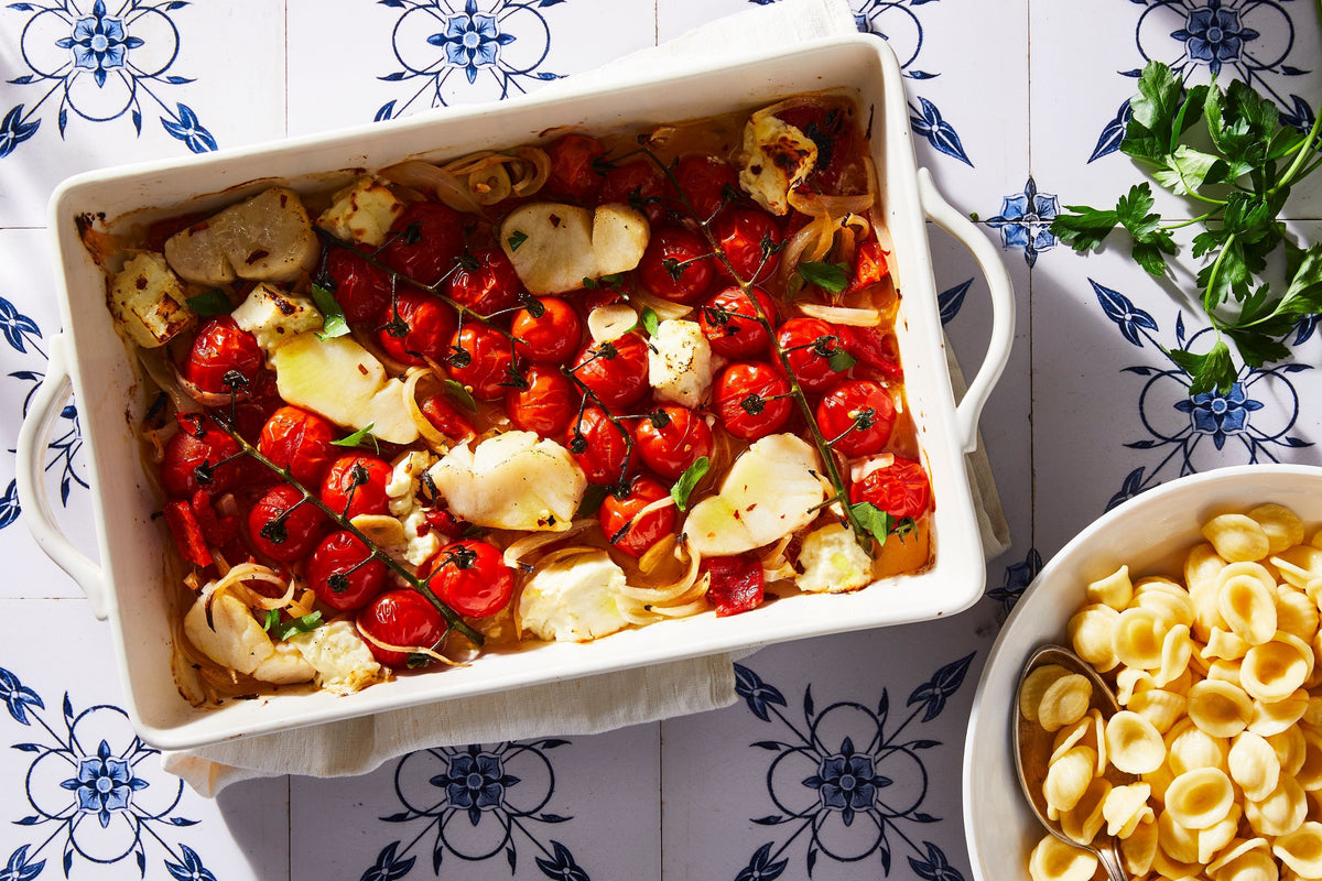 Baked Feta and Tomato Seafood Pasta