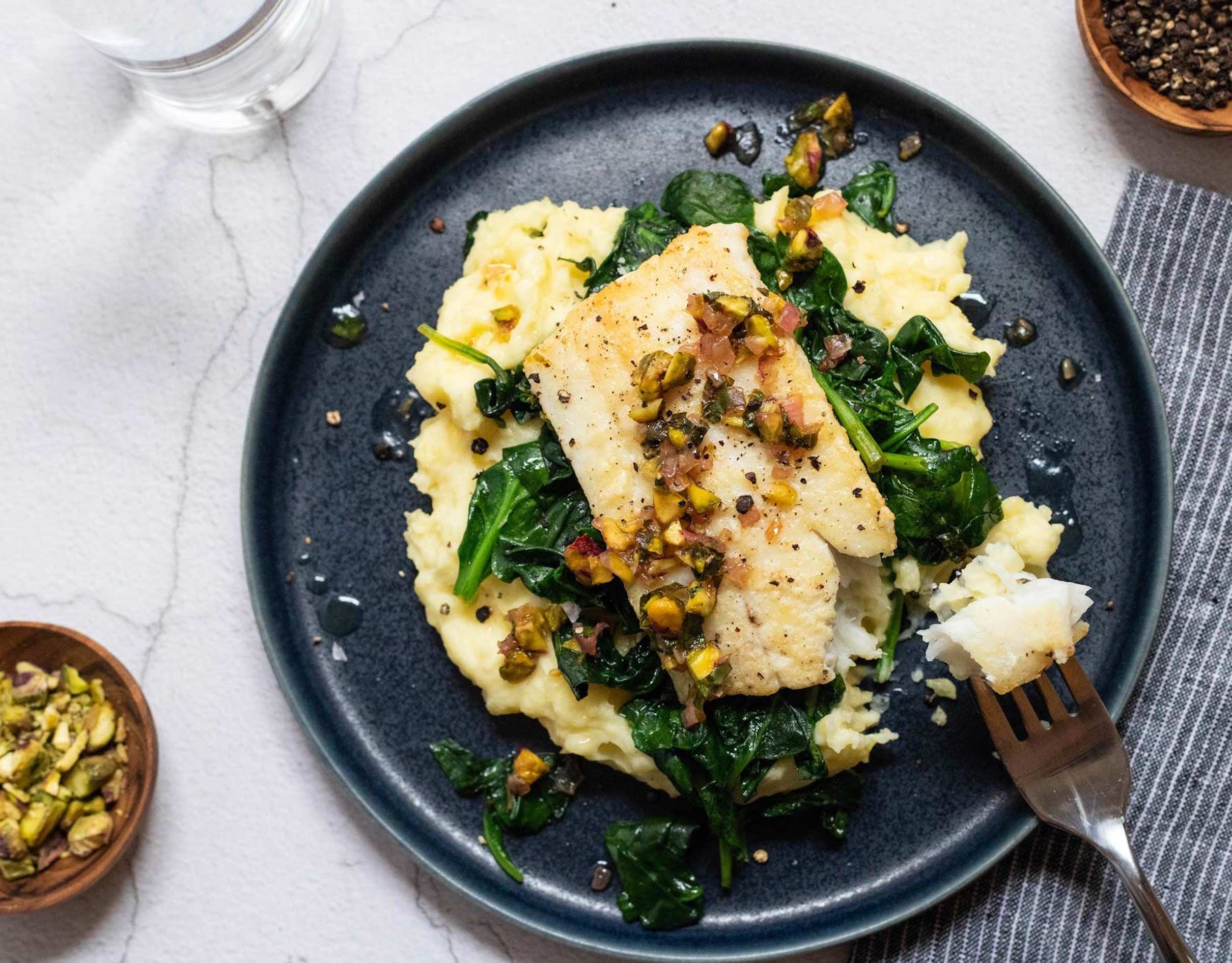 Pan-Seared Lingcod with Pistachios and Brown Butter