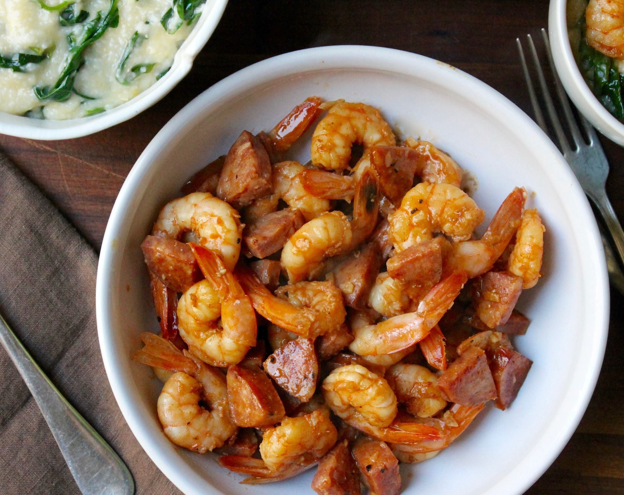 Spot Shrimp and Sausage Sauté