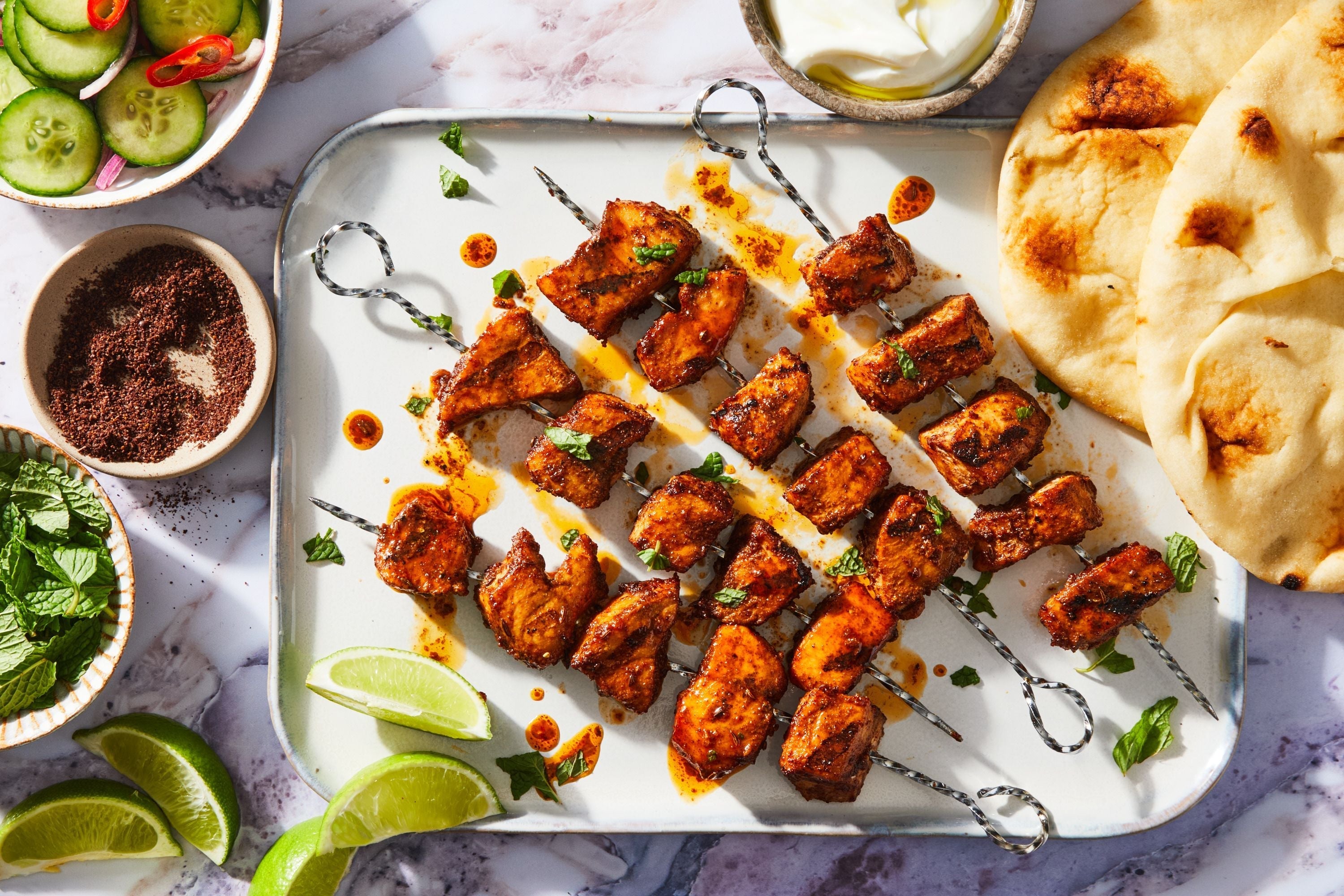 Spice-Rubbed Swordfish Skewers