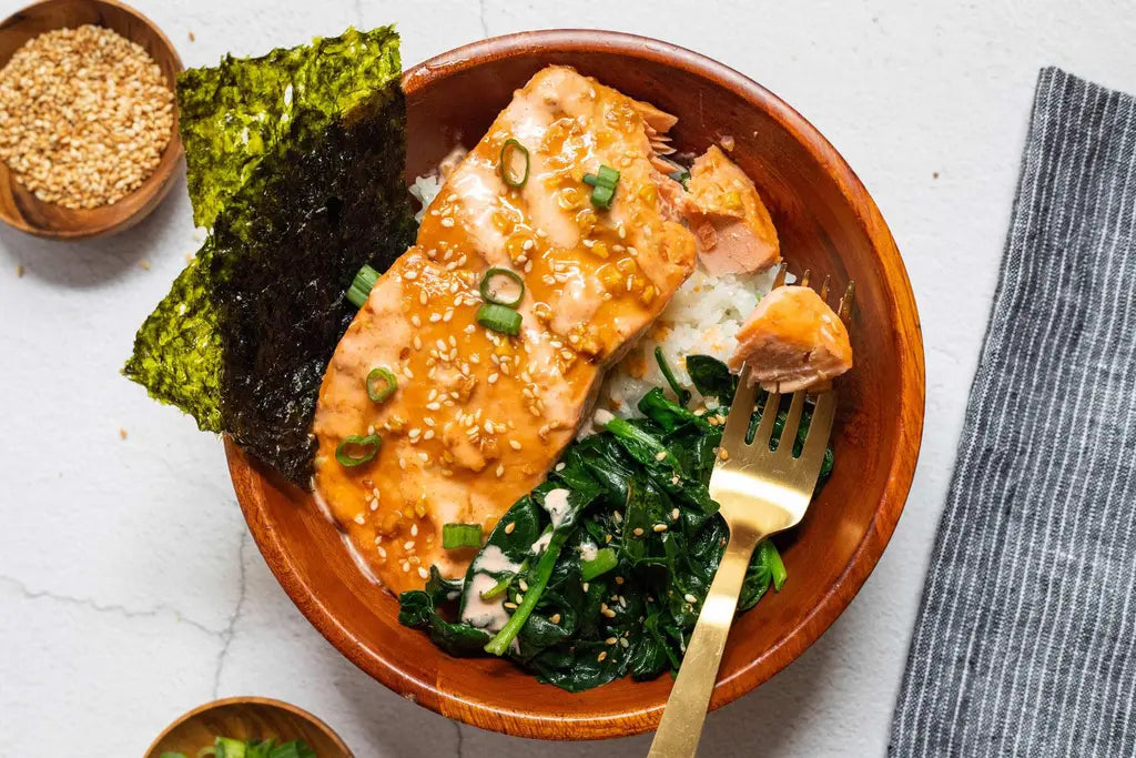 Miso-Ginger Glazed Salmon Rice Bowl