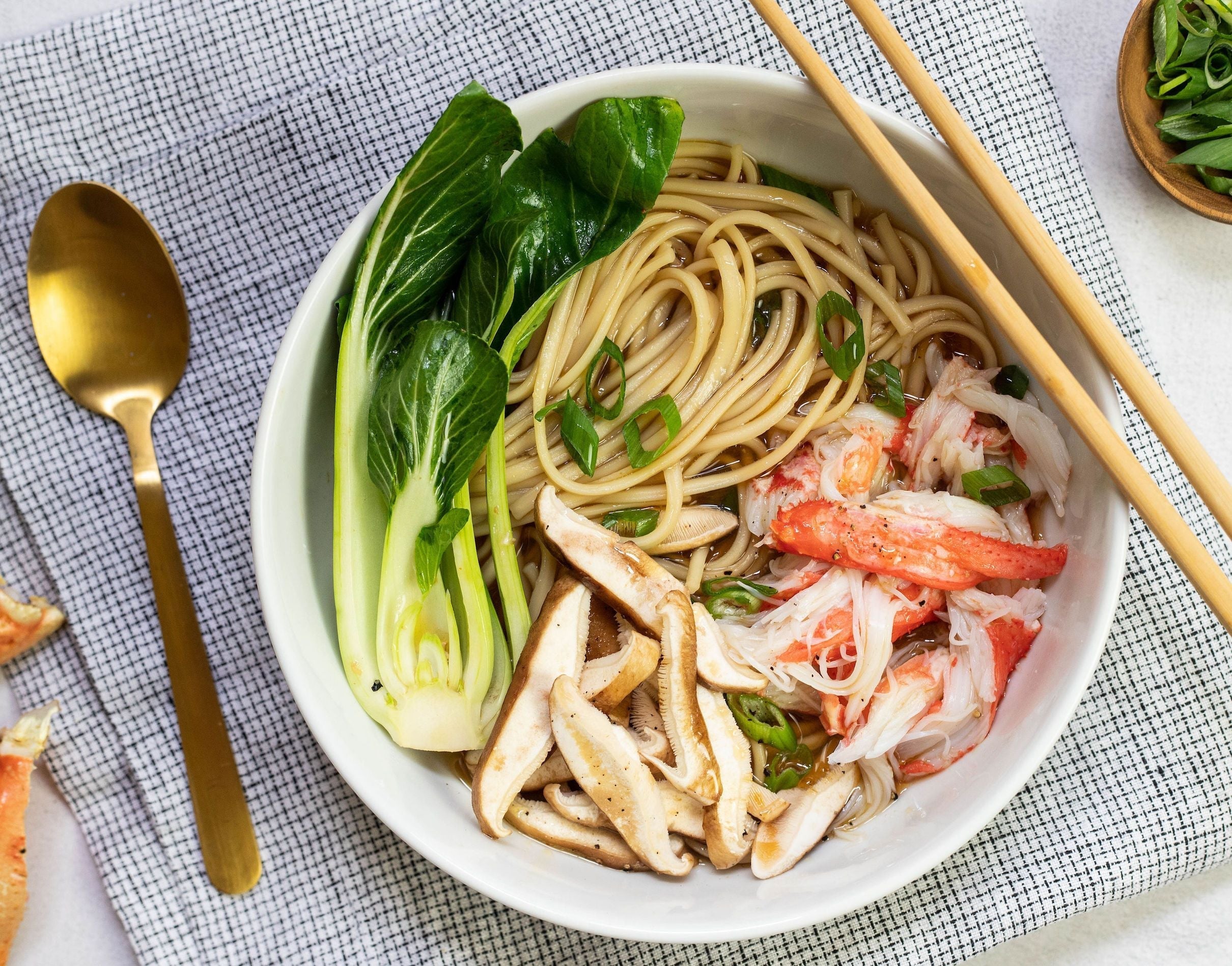 Udon with Bok Choy and Crab