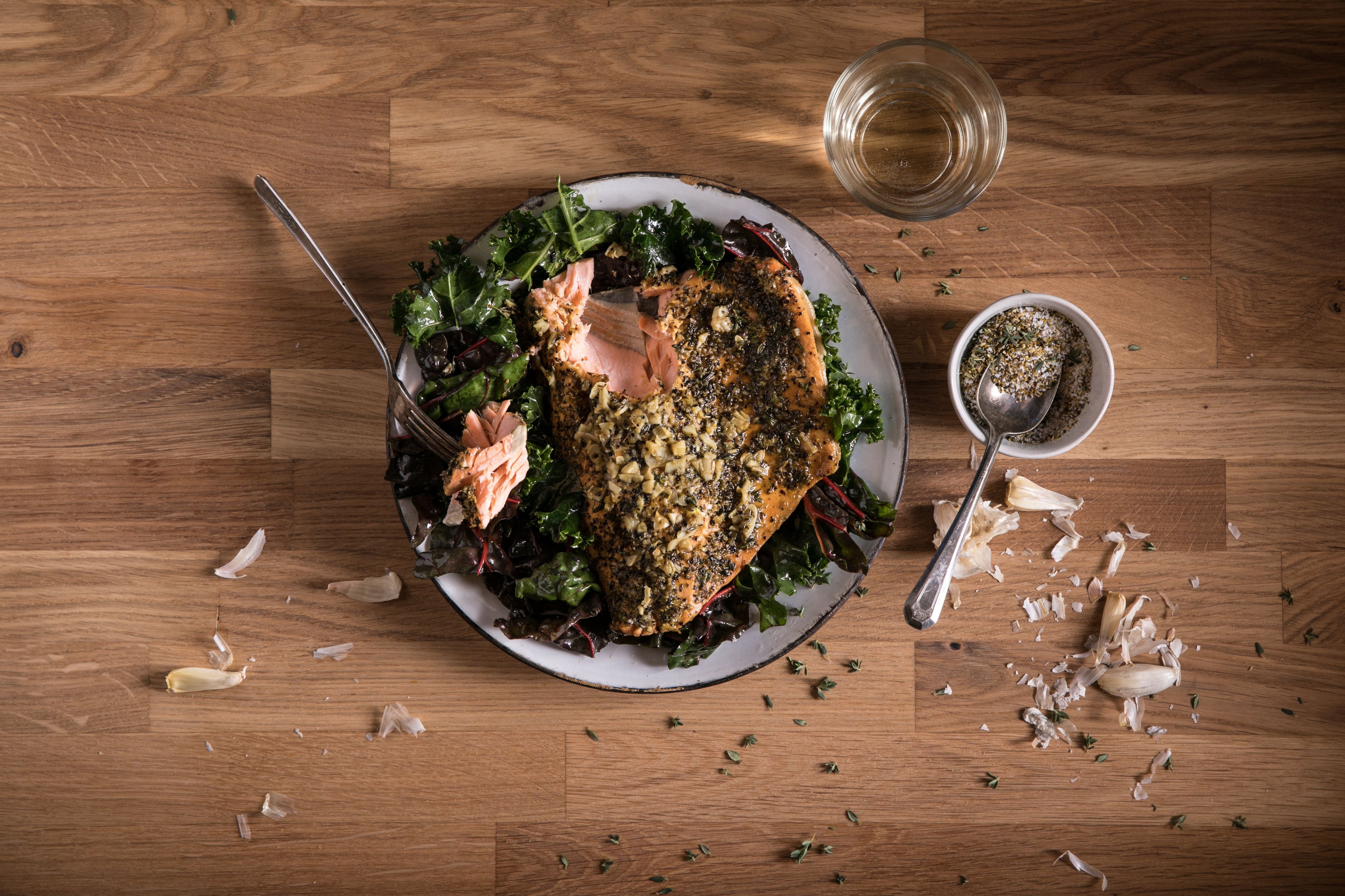 Cast-Iron Skillet Salmon Vesuvio