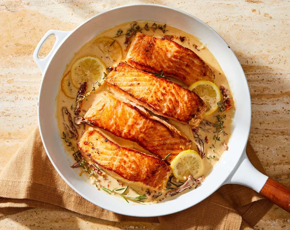 salmon in skillet