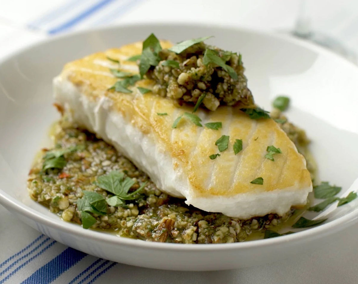 Halibut with Almond Anchoïade
