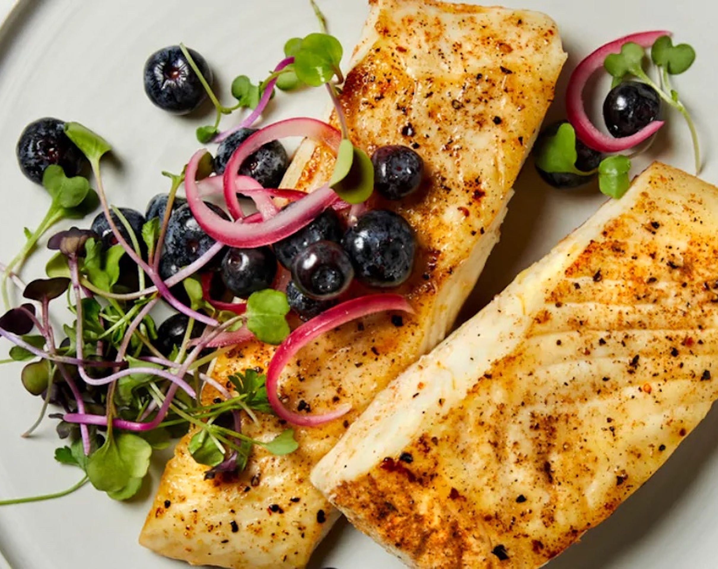Halibut with Pickled Blueberries