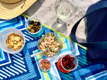 beach blanket with food