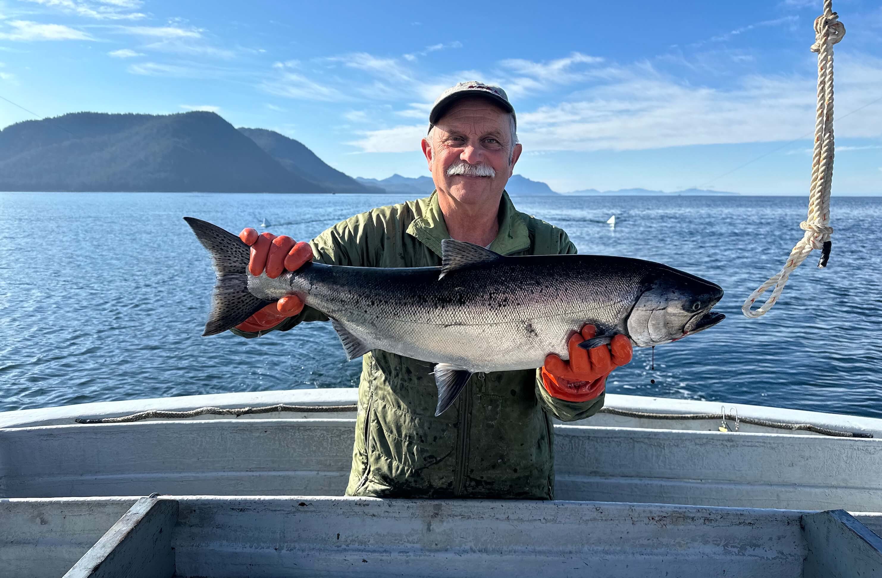 Man holding a salmon