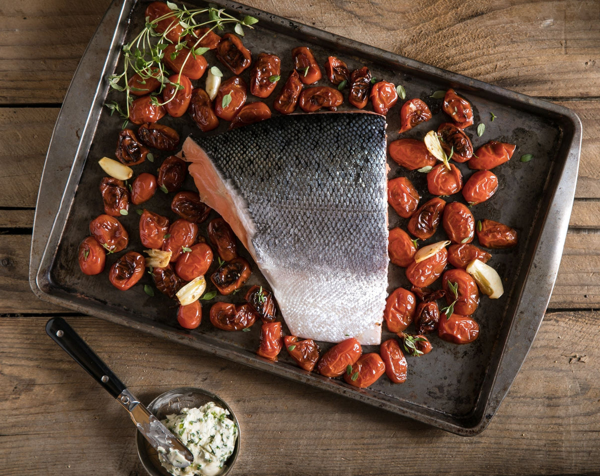King Salmon with Oven-Dried Tomatoes & Chive Butter