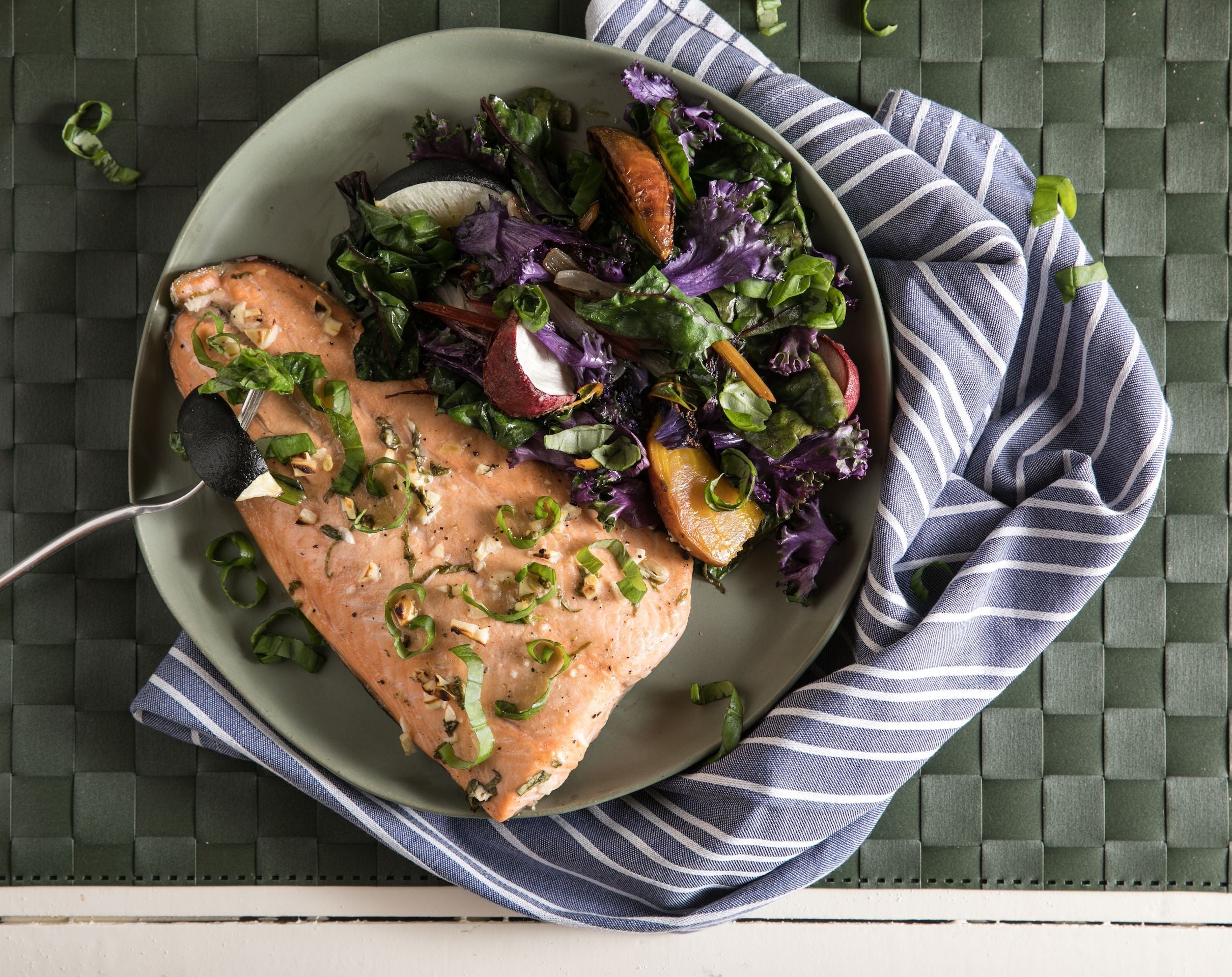 Lemon-Basil Keta Salmon