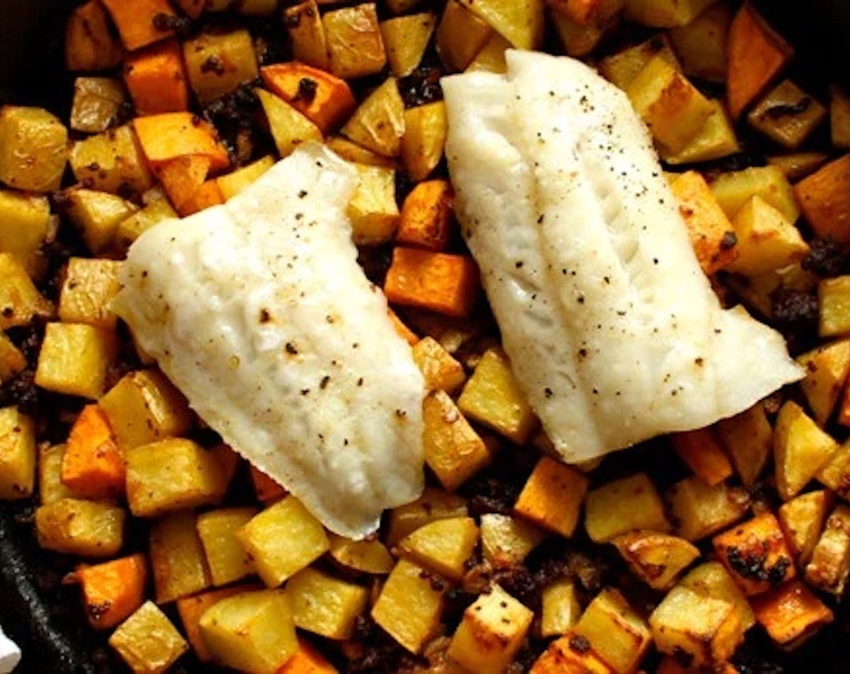 Lingcod with Chorizo Potato Hash