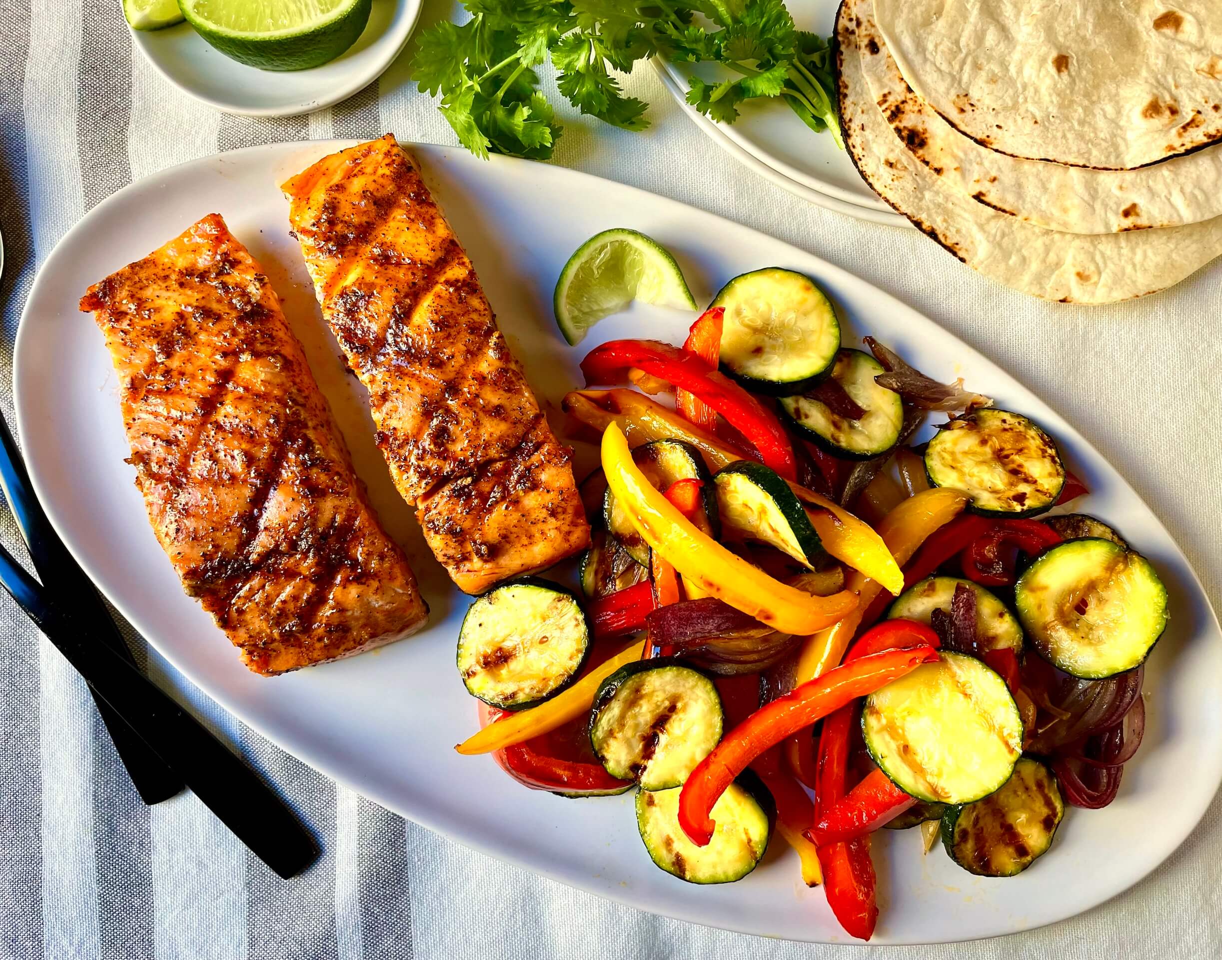 Chipotle Butter Grilled Salmon Fajitas