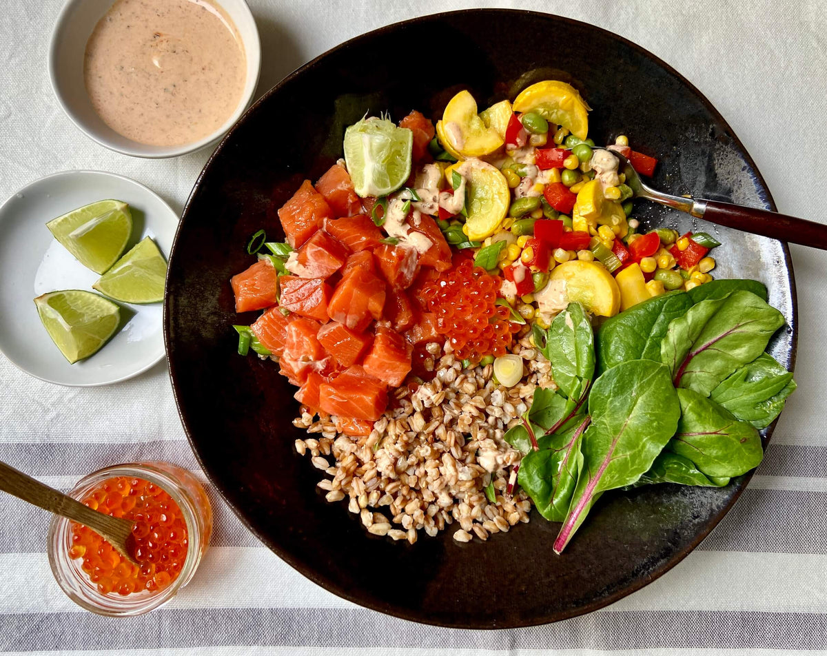 Summer Salmon Poke Grain Bowl
