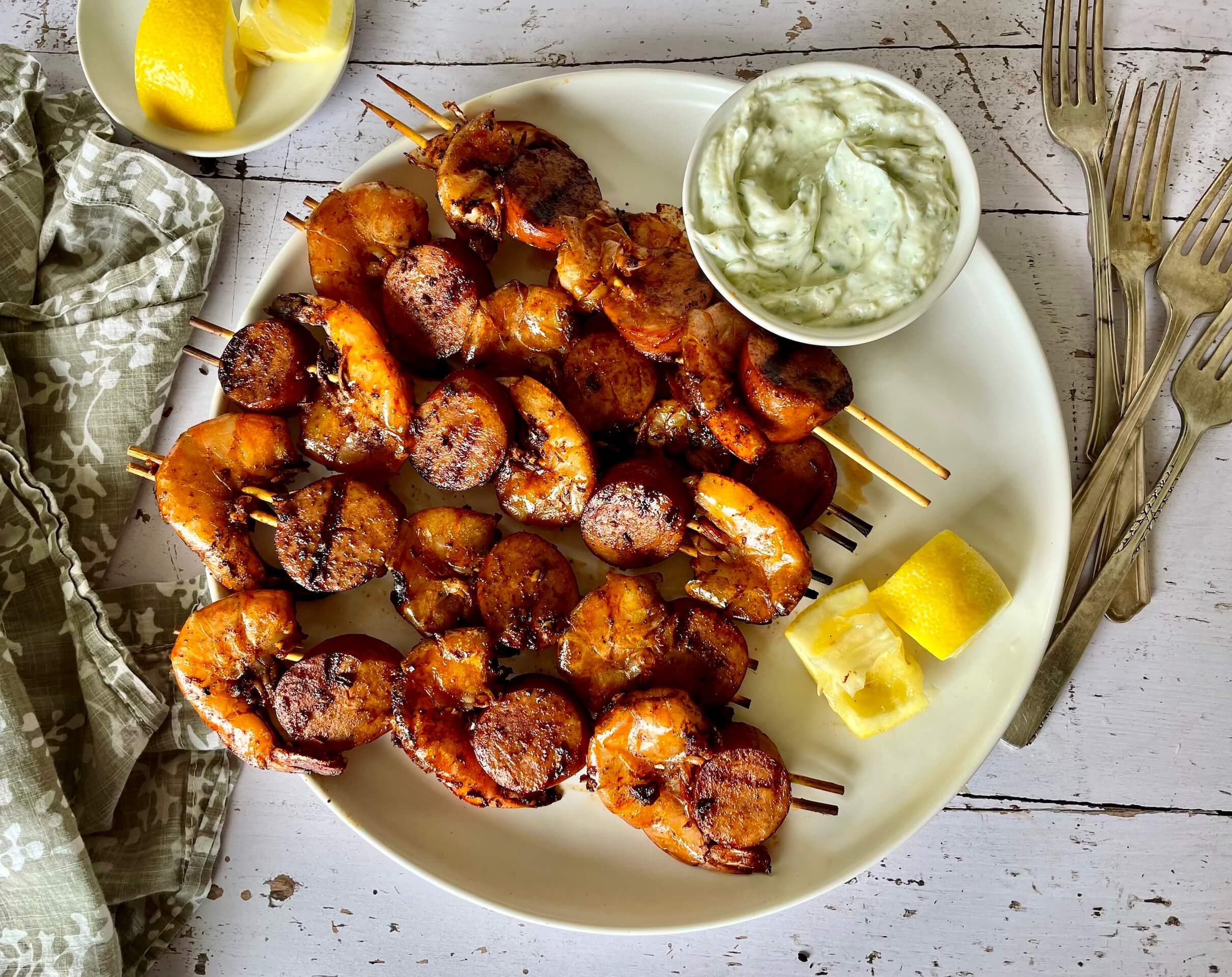 Grilled Shrimp and Sausage Kebabs