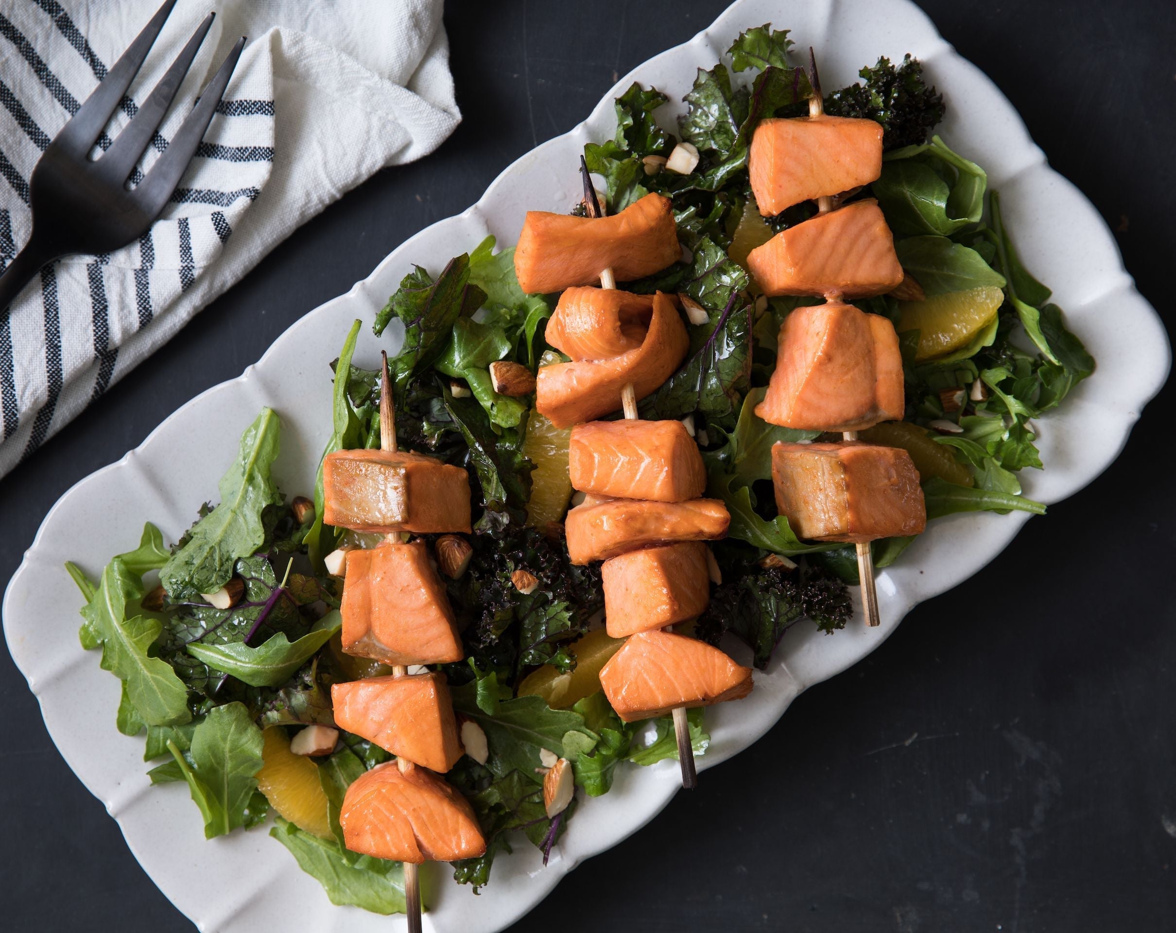 Salmon Kebab Salad