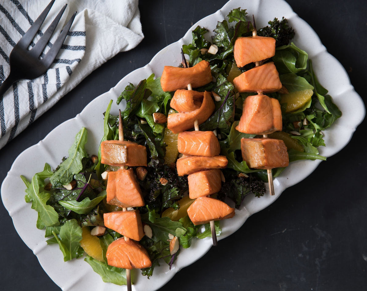 Salmon Kebab Salad