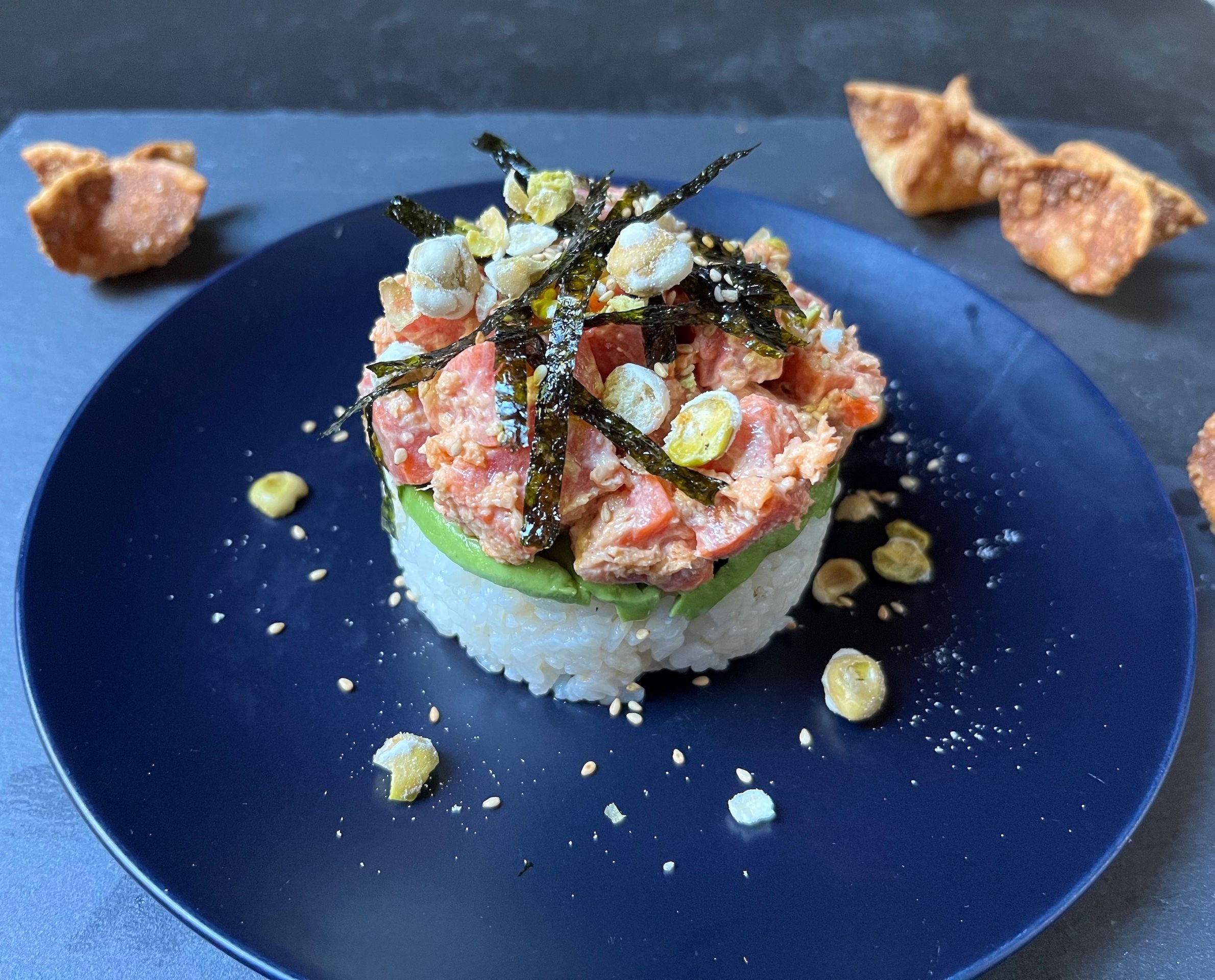 Spicy Salmon Sushi Stack