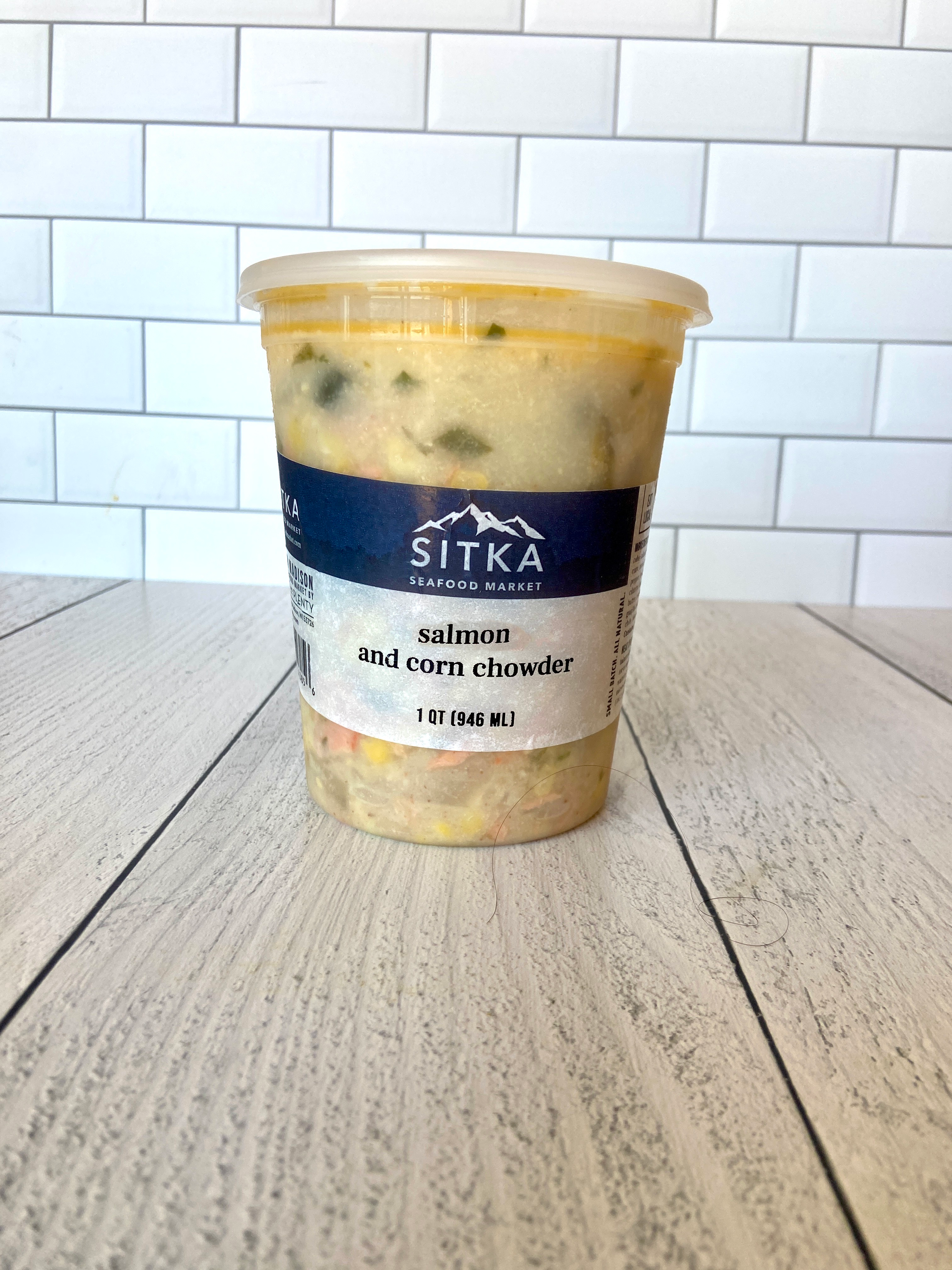 wild caught Alaska salmon and corn chowder